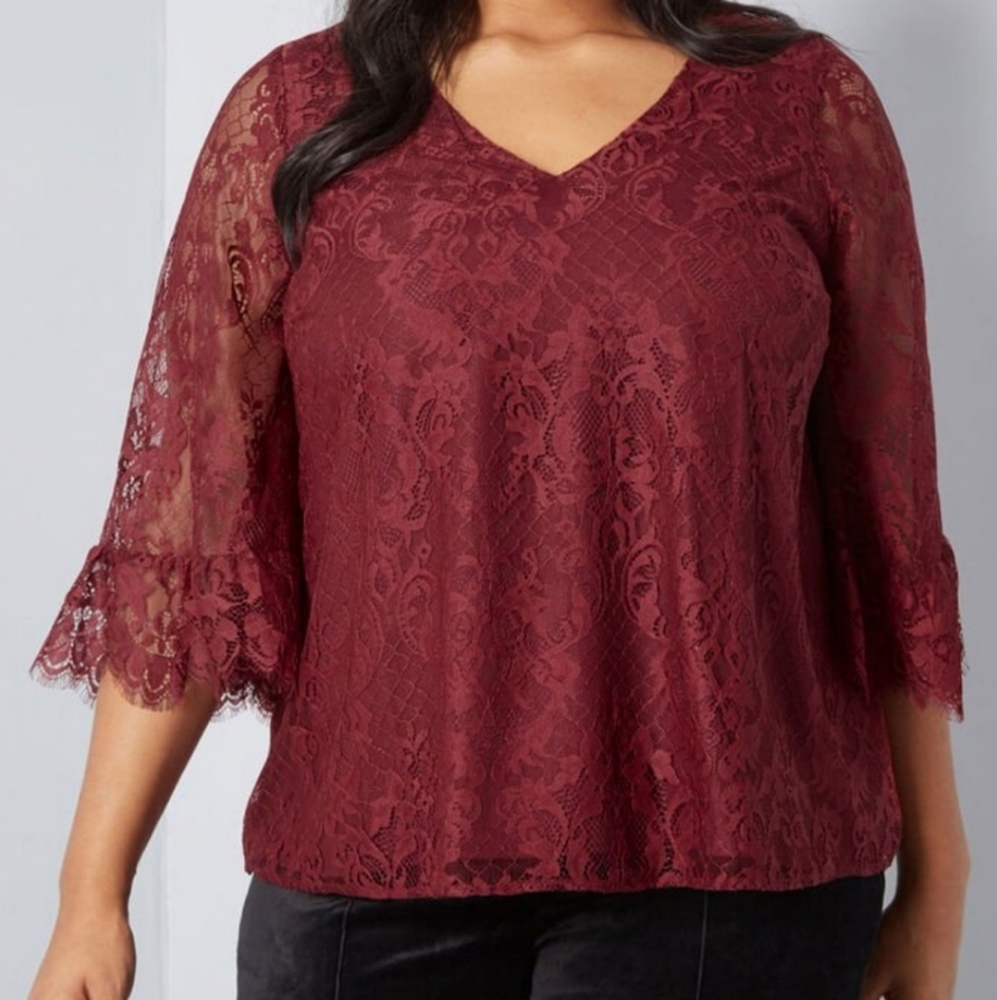 NWT Modcloth Lace Bell Sleeve Top